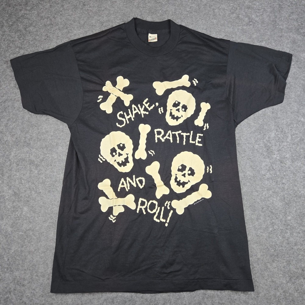 Vintage Shake Rattle & Roll Hallmark Screen Stars Skeletons Shirt Size XL Single